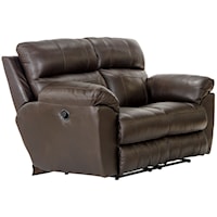 Leather Match Power Lay Flat Reclining Loveseat