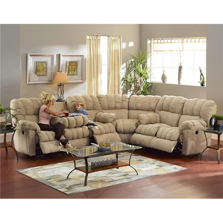 3 Piece Reclining Sectional with Drop Down Table and Wedge