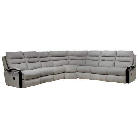 3-Piece Power Lay Flat Sectional with Curved Wood Arms