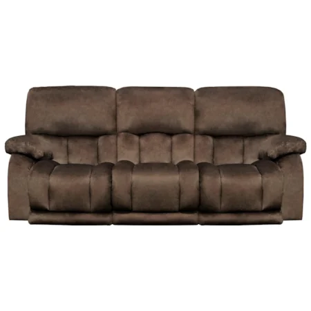 Casual Power Lay Flat Reclining Sofa with Power Headrests and Lumbar Support