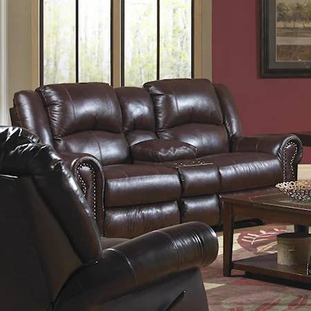 Dual Gliding Console Loveseat with Nailhead Trim