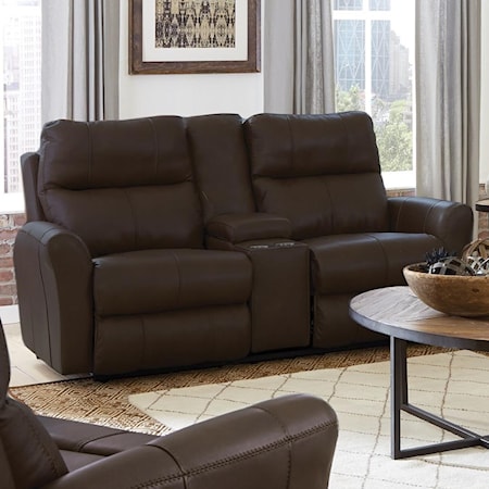Casual Voice-Controlled Power Lay Flat Console Loveseat with Headrest and Lumbar Support