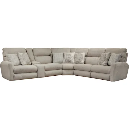 Contemporary Power Reclining Sectional with Built-in USB Chargers