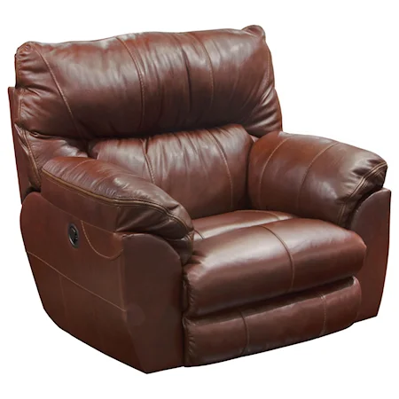 Casual Power Leather Lay Flat Recliner with USB Charging Port