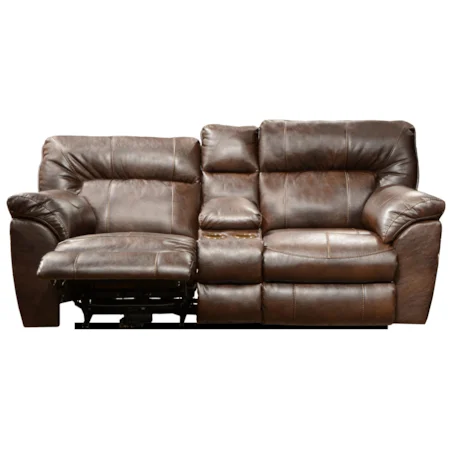 Power Extra Wide Reclining Console Loveseat with Storage and Cup-Holders