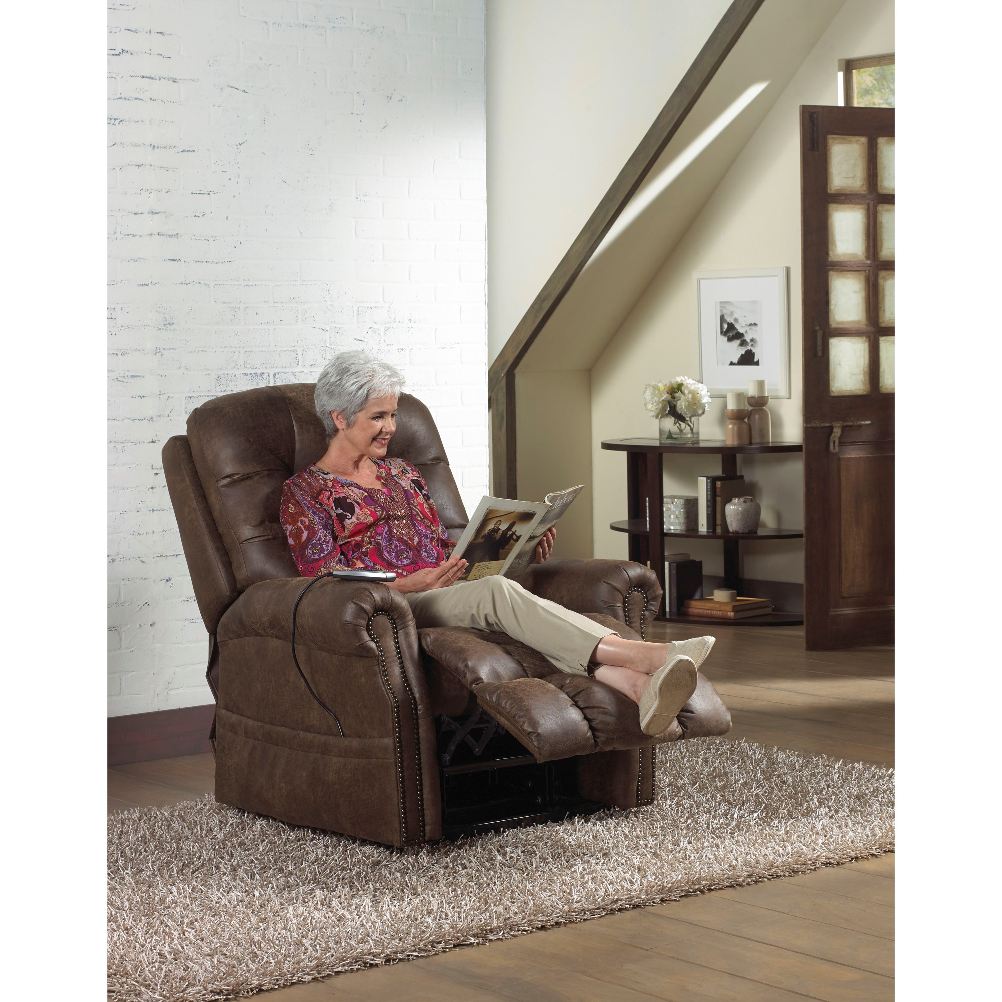 Catnapper 4857 Ramsey 4857 Power Lift Lay Flat Recliner with Heat & Massage Value City