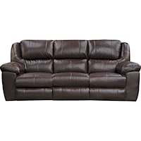Leather Sofa with 3 Recliners and Drop-Down Table