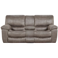 Casual Reclining Console Loveseat with Storage & Cupholders