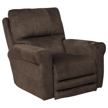 Casual Voice-Controlled Power Lay Flat Recliner with Power Headrest and Power Lumbar