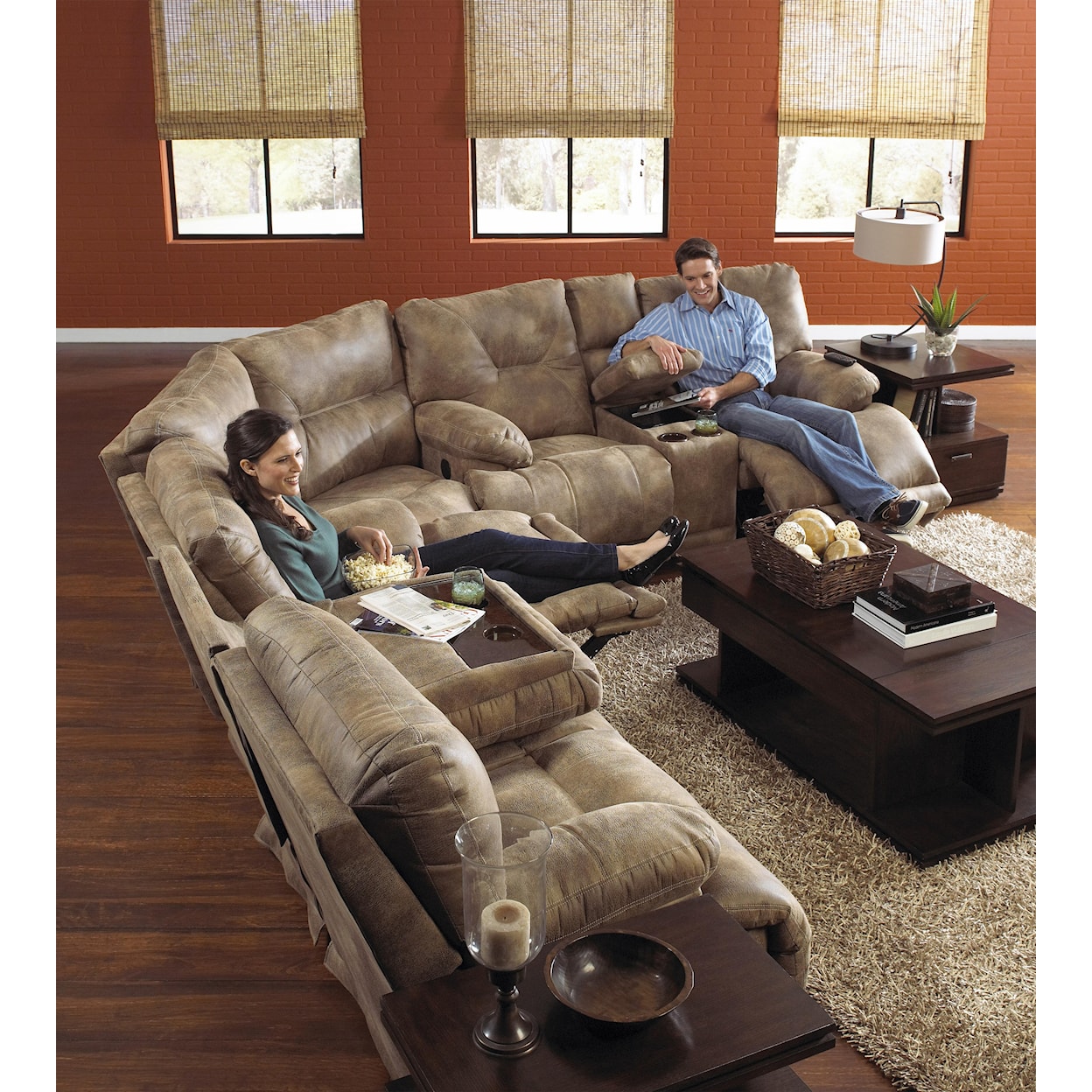 Carolina Furniture 438 Voyager Power Lay Flat Reclining Sectional Seating