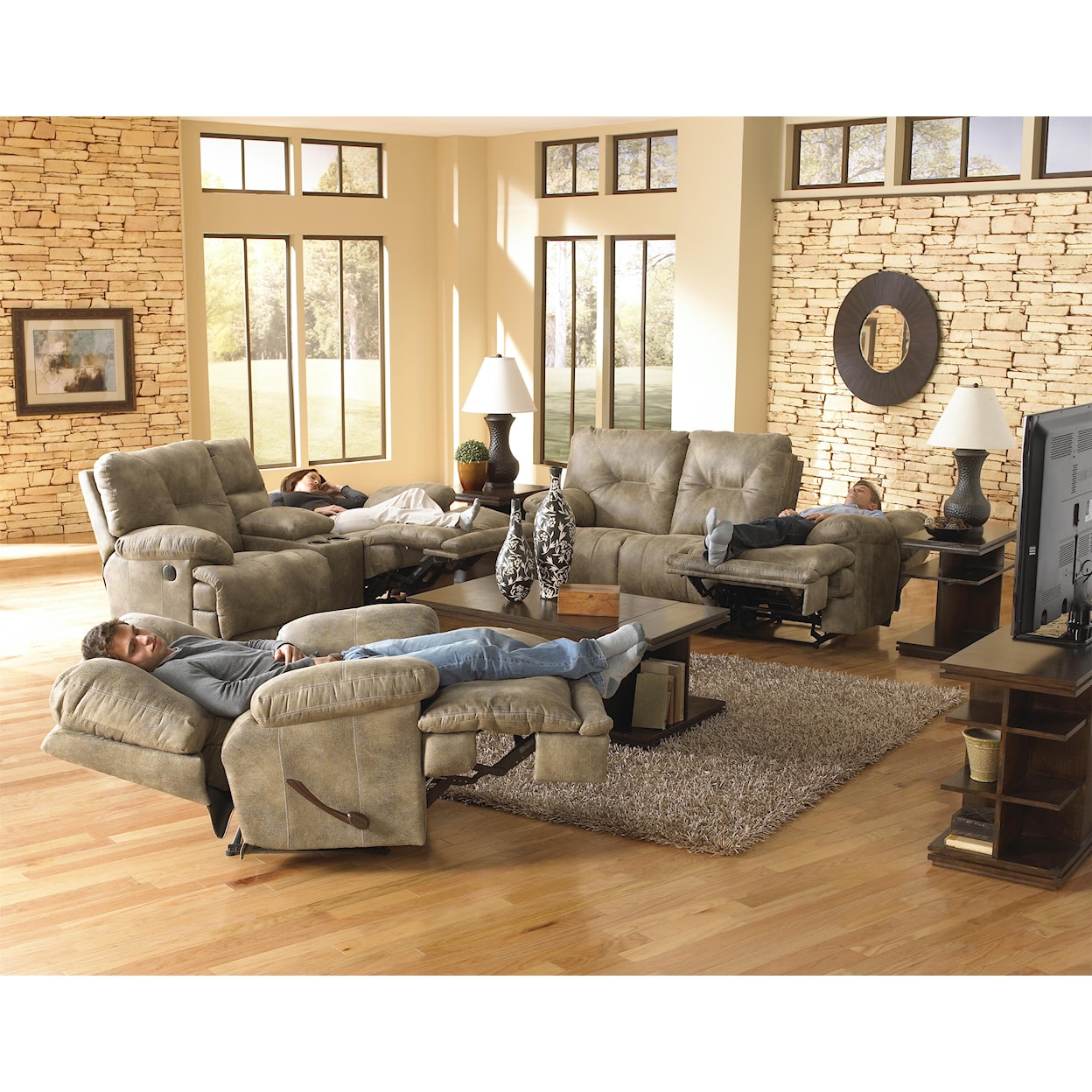 Catnapper 438 Voyager Lay Flat Reclining Console Loveseat