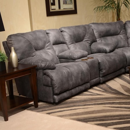 Power Lay Flat Reclining Console Loveseat