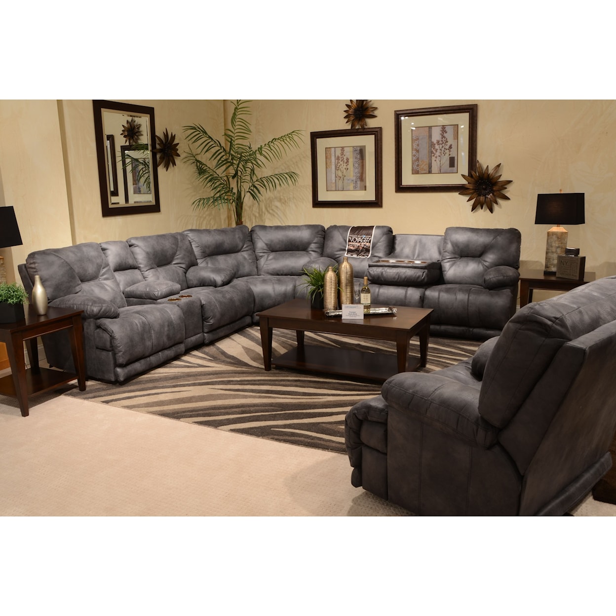 Catnapper 438 Voyager Power Lay Flat Reclining Console Loveseat
