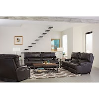 Casual 3-Piece Living Room Set with Storage Console Loveseat