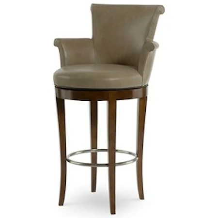 Swivel Bar Stool with Rolled Arms and Back