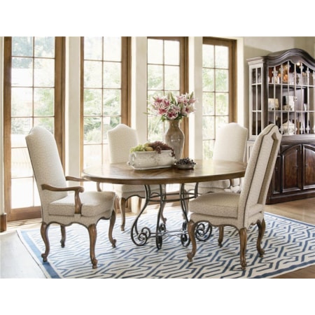 Oval Table and High Back Arm and Side Chair