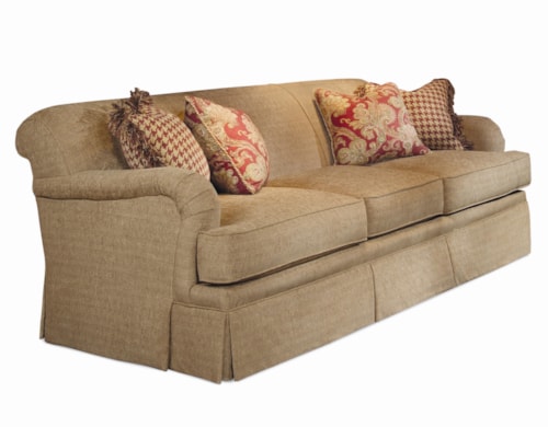 Customizable Stationary Sofa with English T-Arms and Dressmaker Skirt