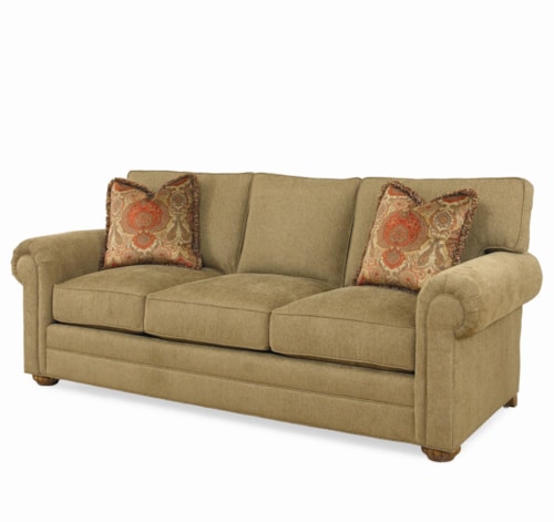 Customizable Stationary Sofa with Rolled Arms and Cluster Feet