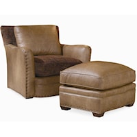 Upholstered Chair & Ottoman with Nail Head Trim