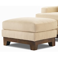 Upholstered Ottoman with Exposed Wood