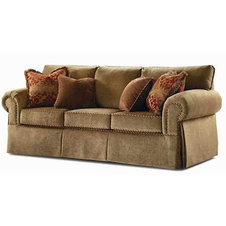 Stationary Sofa with Large Rolled Arms