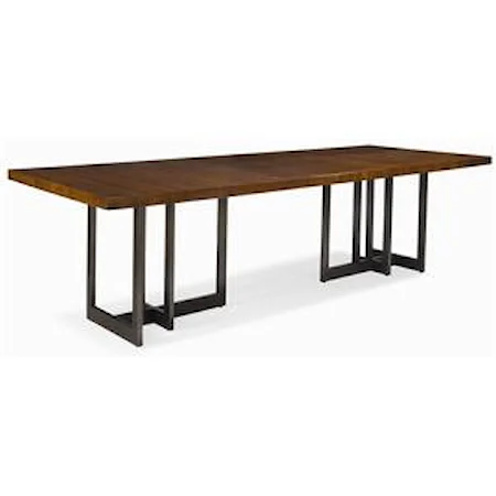 Satin Walnut Dining Table with Metal Base