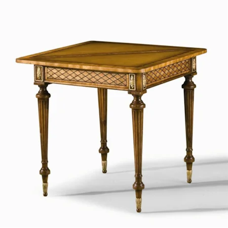 Folding Game Table with Leather Top