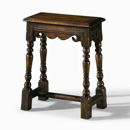 Oak Carpenter's Bench Style Stool with Turned Legs