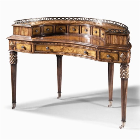 Demilune Writing Desk with Leather Surface