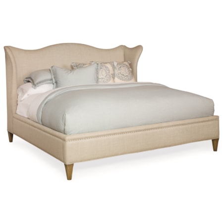 Queen Hannah Upholstered Wing Bed