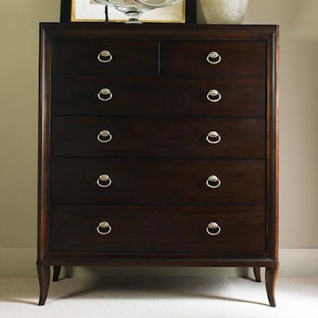 Transitional 6-Drawer Chest with His and Hers Jewelry Trays