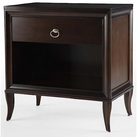 Transitional Single-Drawer Nightstand with Open Storage