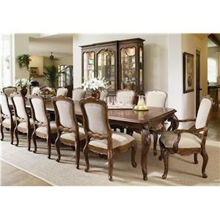 Large Dining Room Table and Side and Arm Chair Set
