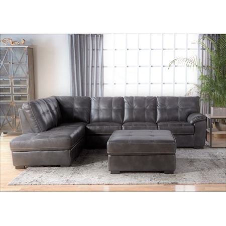 Tufted Sectional with Bumper Chaise