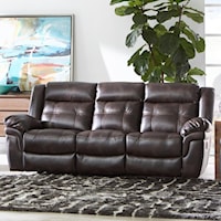 Casual Reclining Sofa with Contrast Stitching