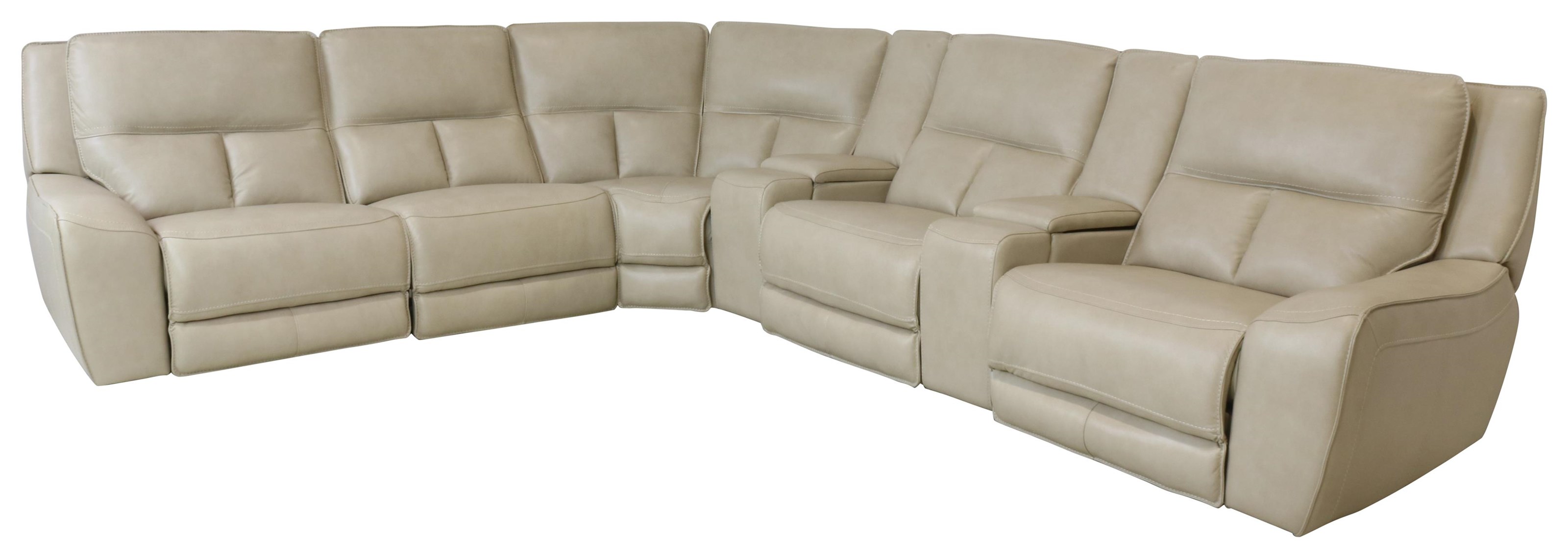 Tan leather deals reclining sectional