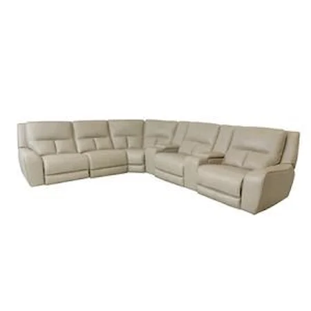  Leather Power Reclining Sectional (2 Armrest Consoles can be placed anywhere)