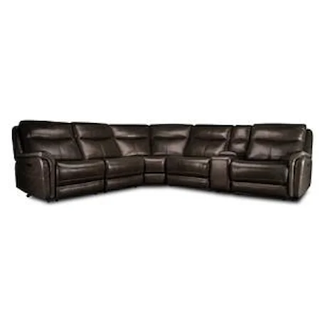 Leather Match Power Reclining Sectional with Power Head Rest and USB