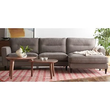 Mid Century Modern 2 Piece Sectional Sofa with Chaise