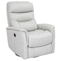 Power Leather Swivel Recliner in Dove