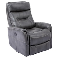 Power Leather Swivel Recliner in Charcoal