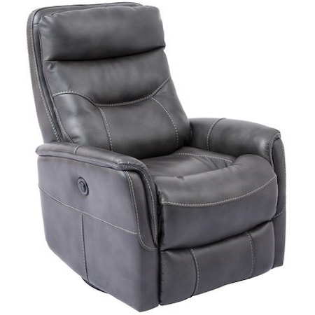Power Leather Swivel Recliner in Charcoal