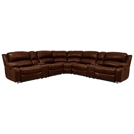 Casual 6-Piece Power Reclining Sectional with Storage Console and Cupholders