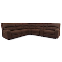 Contemporary 6-Piece Power Reclining Sectional with Power Headrests and USB Ports