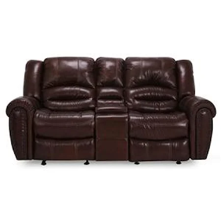 Reclining Leather Loveseat with Center Console