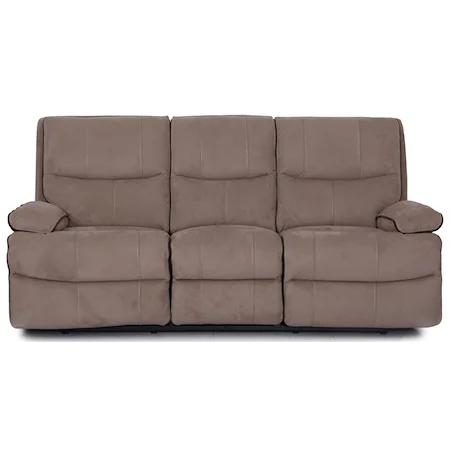 Microsuede Reclining Sofa with Contrast Chocolate Welt