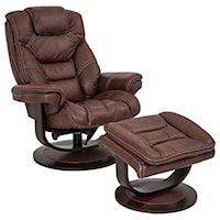 Pushback Reclining Swivel Chair and Ottoman