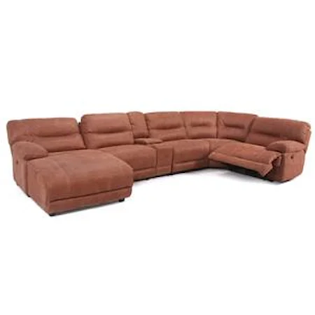 Casual Reclining Sectional with Chaise & Console