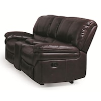 Casual Reclining Love Seat with Storage Console