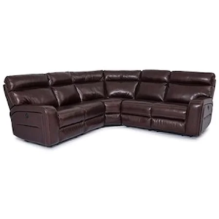 5 Piece Power Reclining Sectional with Contrast Stitching